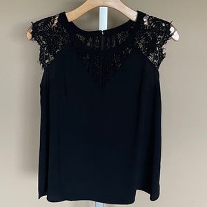 Stitch Fix Black Short Sleeve Lace Detail Top